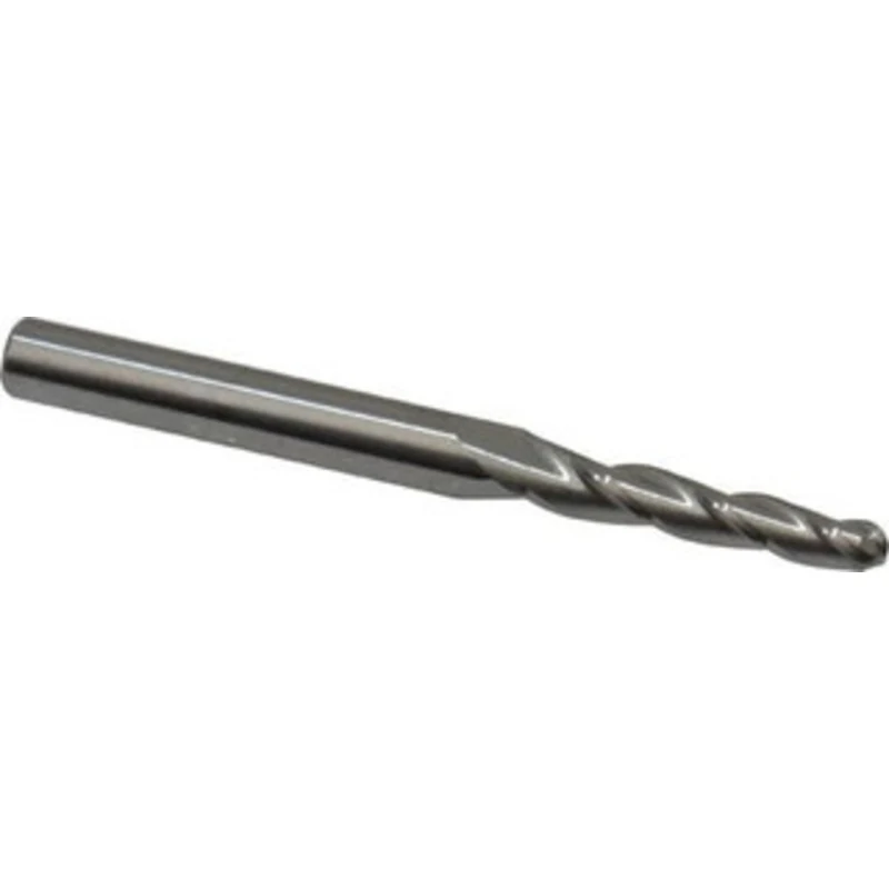 Accupro 1.5 per Side 1/8 Small End Diam 3/4 LOC 3-Flute Solid Carbide Tapered Ball End Mill Uncoated, 3/16 Shank Diam...
